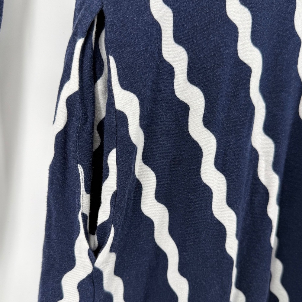 Boden Navy White Wavy Stripe Long Sleeve Fit Flare Dress Pockets US 2R Stretch‎ - Picture 7 of 7